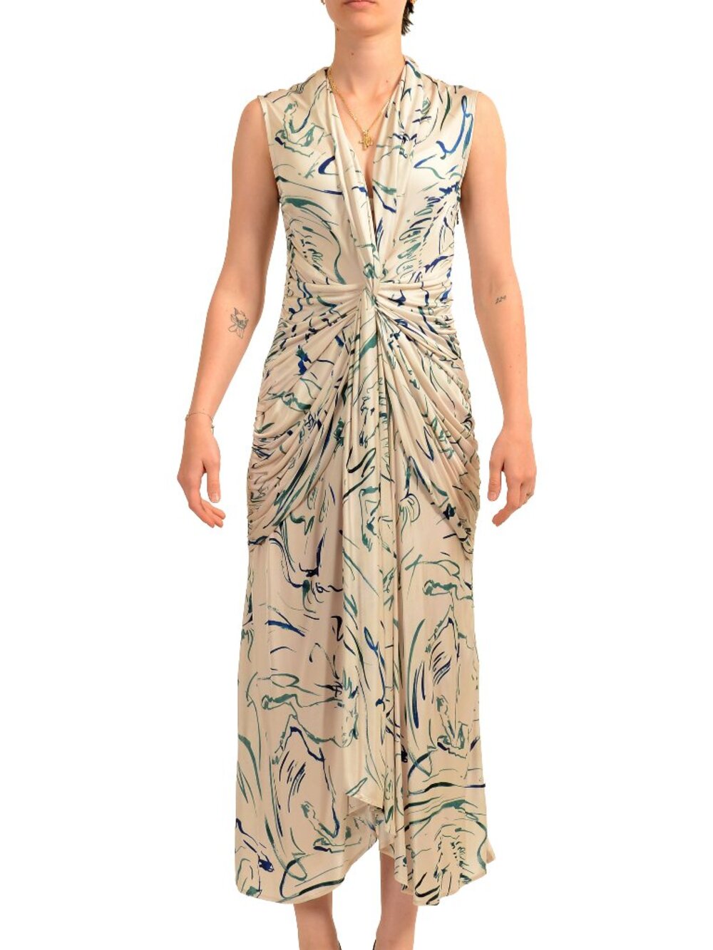 Scuderia Ferrari Women's Multi-Color Stretch V-Neck Midi Dress US M IT 42